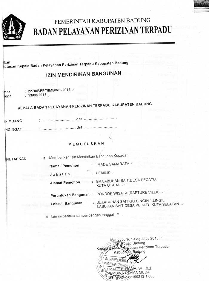 jasa pengurusa izin mendirikan bangunan di bali